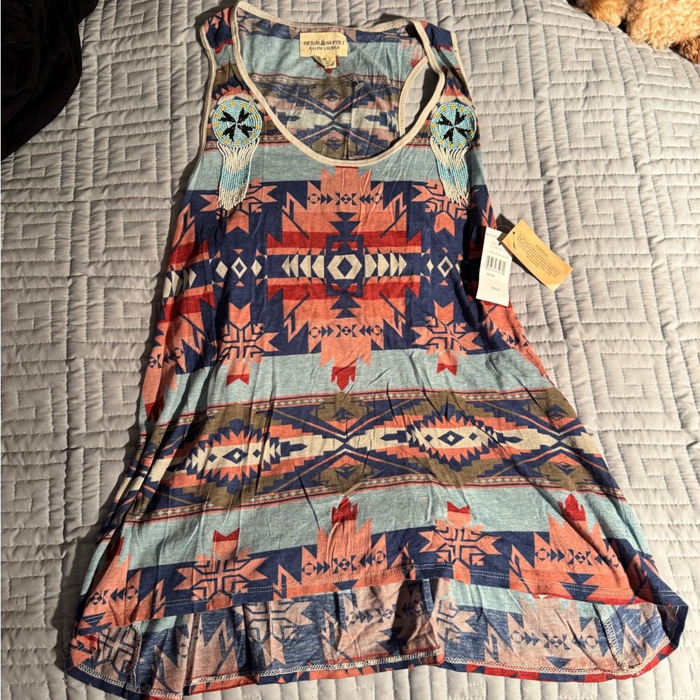 Denim & Supply Ralph Lauren Blue and Red Patterned Top
